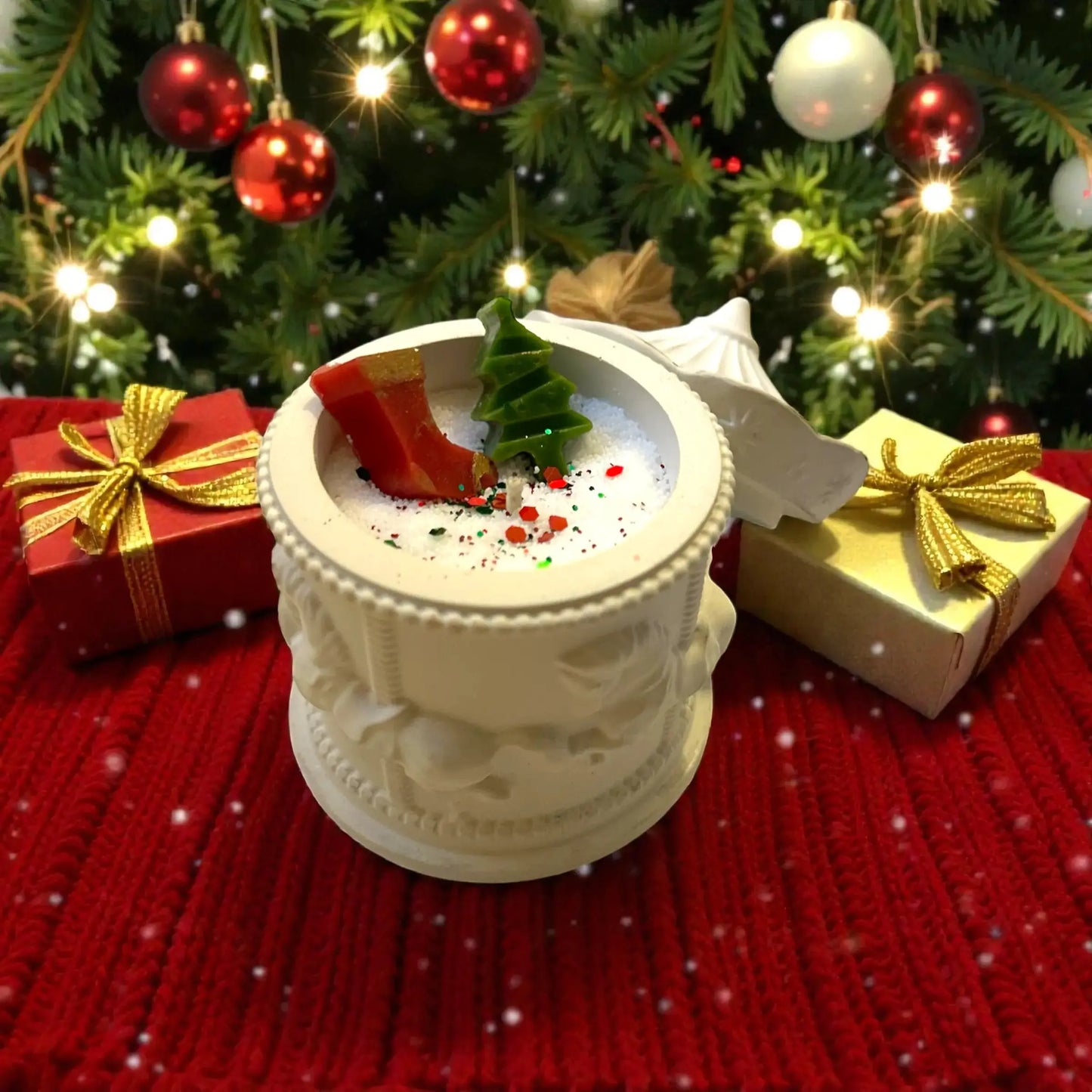 🎠 Christmas Royal Horse Candle – White Sand Wax with Christmas Wax Melts Earth Scent Candles