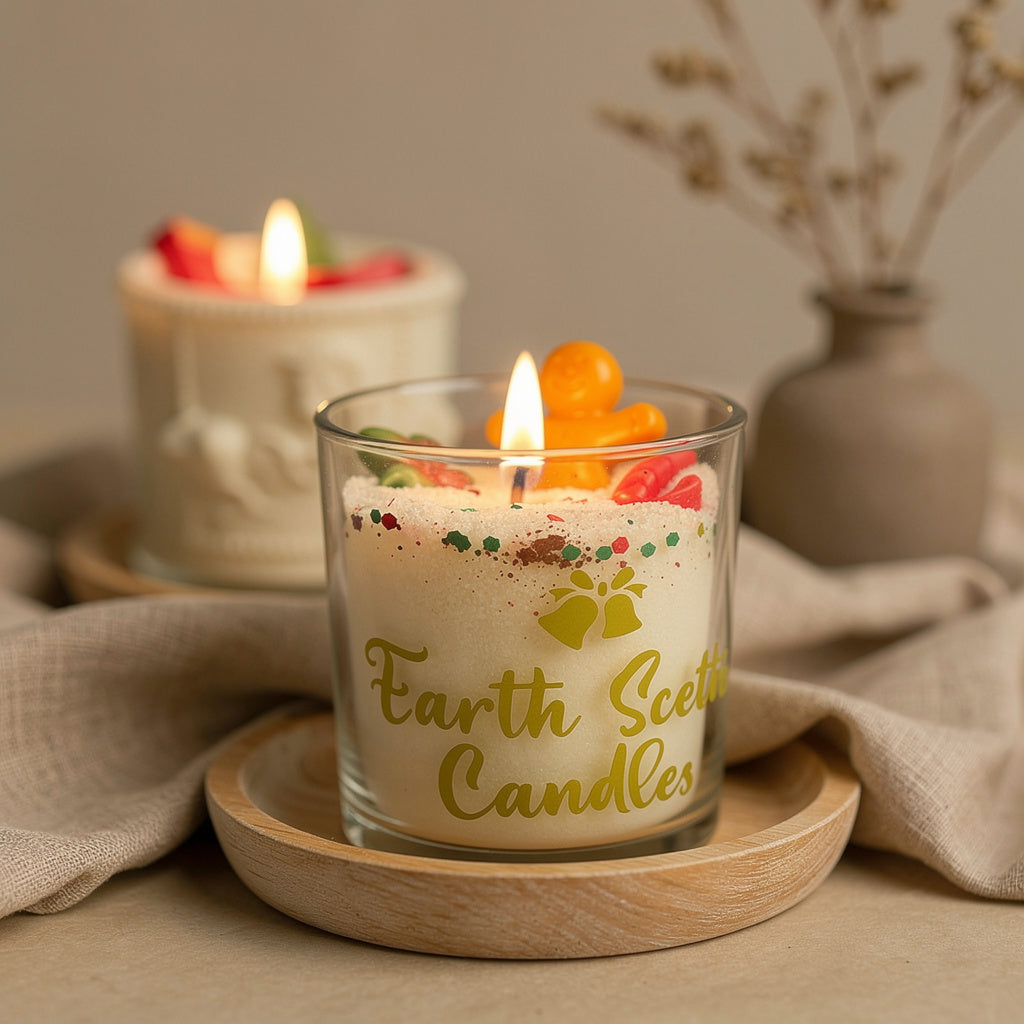 π Holiday Glow Glass Candle β Sand Wax with Christmas Wax Melts Earth Scent Candles