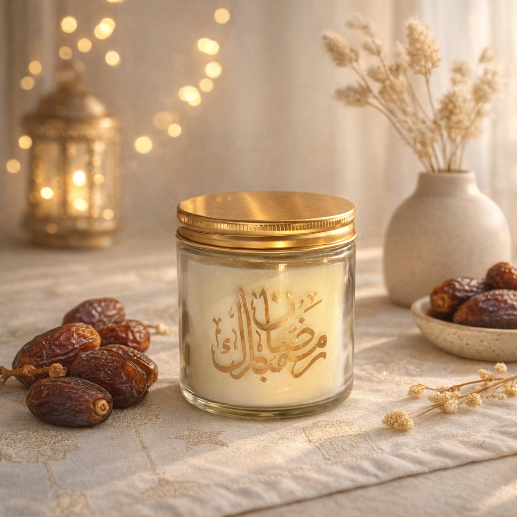 Pure white soy wax topped with a mini wax-melt lantern