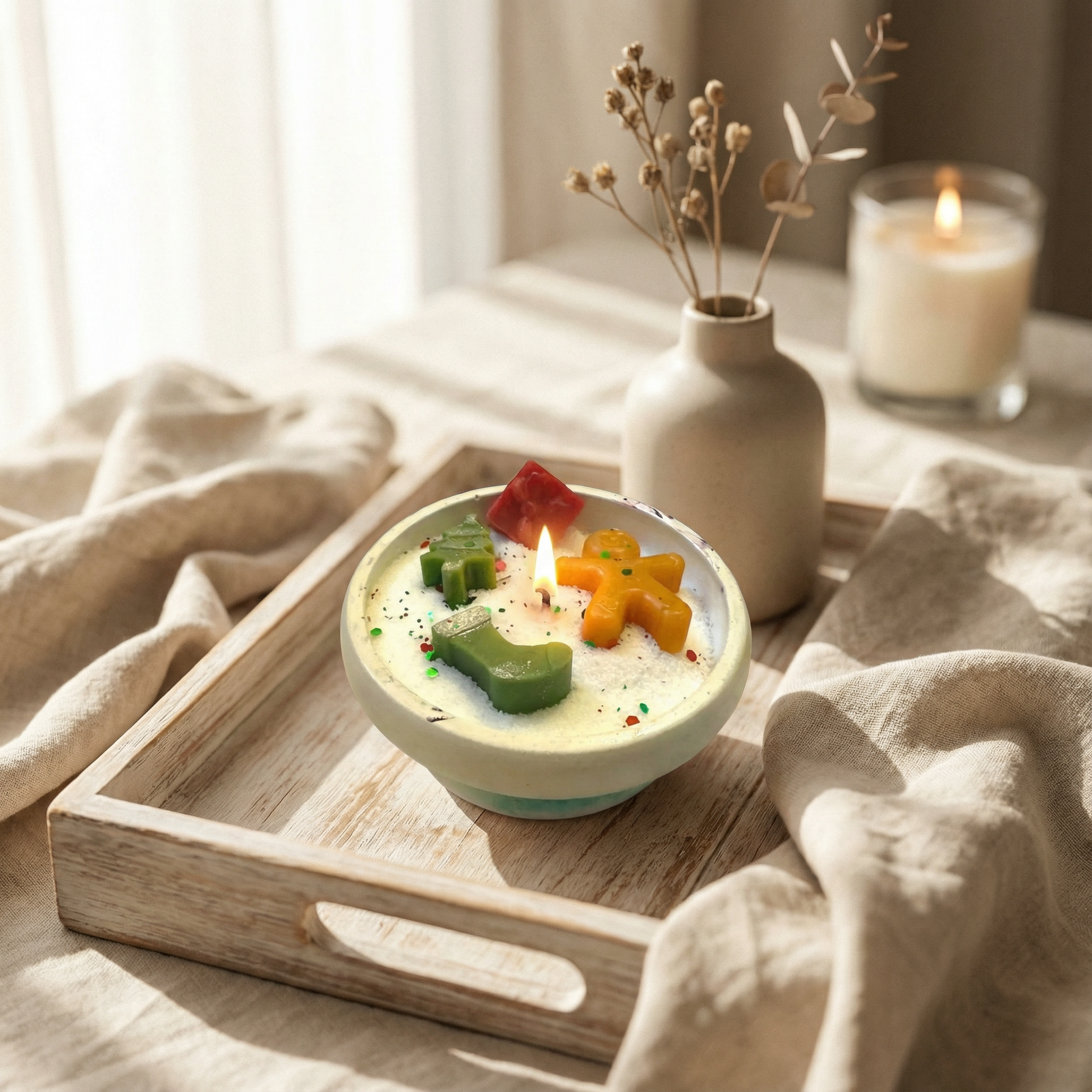 🎅 Festive Flare Concrete Candle – Sand Wax with Christmas Wax Melts Earth Scent Candles