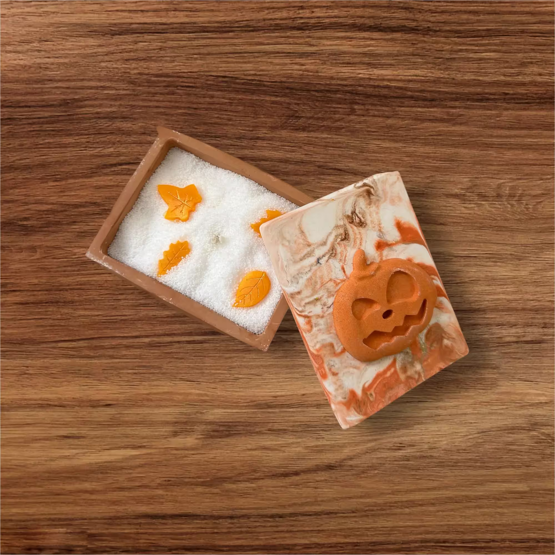 🍂 Autumn Book Candle – Marble Concrete Earth Scent Candles