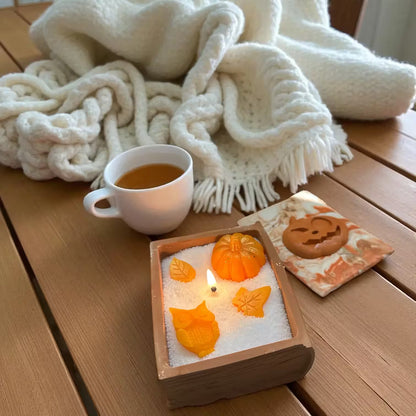 🍂 Autumn Book Candle – Marble Concrete Earth Scent Candles