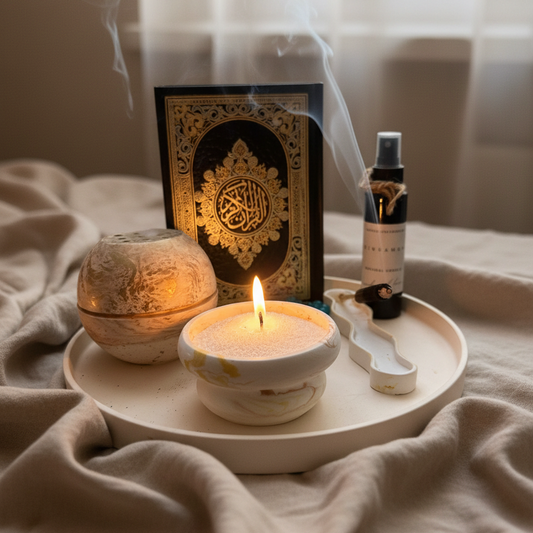 Friday Spiritual Set with stone incense burner and sand wax plate.