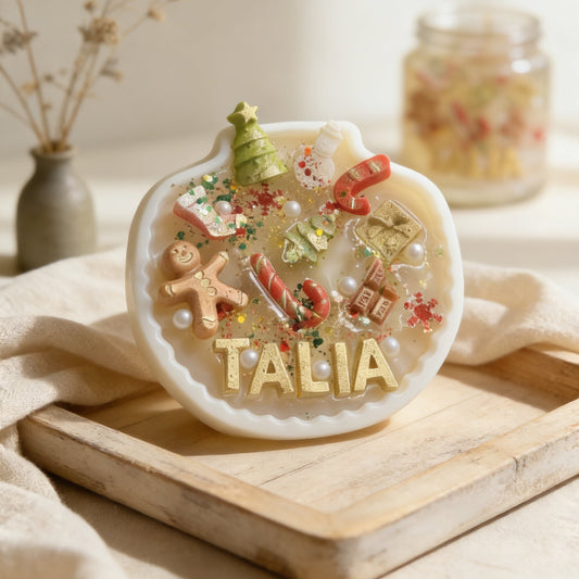 Personalized custom birthday candle with resin shell and butterfly wax melts toppers