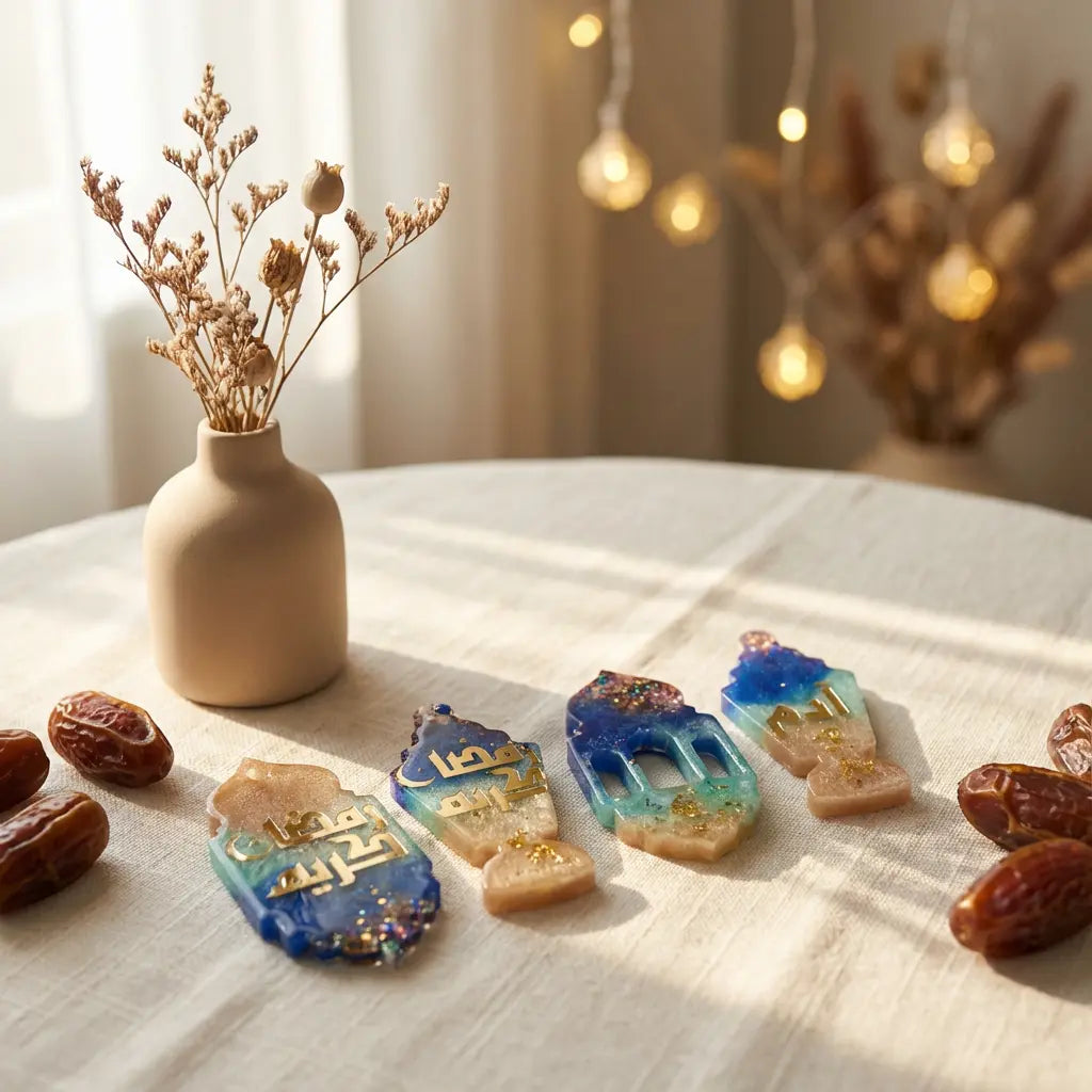 Personalized resin Fanoos keychain with gold name Egypt - ميدالية فانوس بالاسم