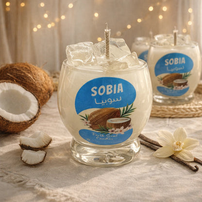 شمعة سوبيا الرمضانية برائحة الفانيلا وجوزالهند | Sobia Scented Candle