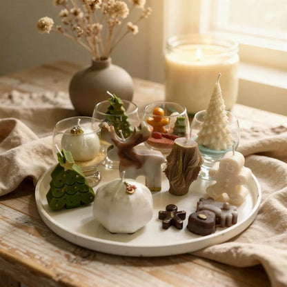 🎄 Christmas Candles Tray – Customizable Soy Wax Shapes & Sand Wax Cups Earth Scent Candles