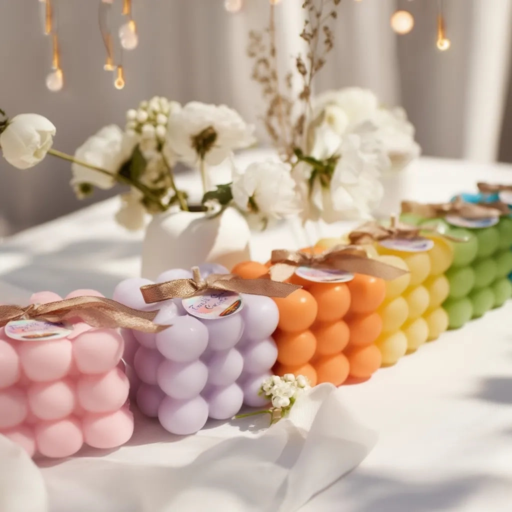 Mini and large bubble candle giveaways for baby showers - شمع بابلز للسبوع