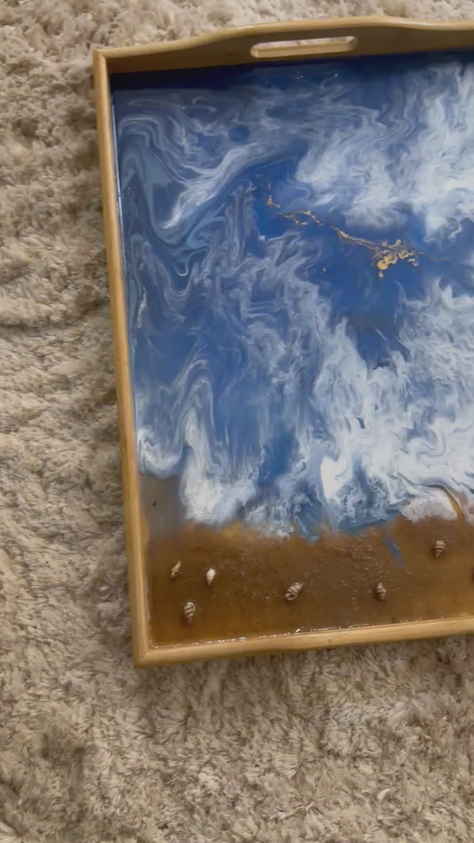 🌊 Ocean Dream Resin Watch Tray – Handmade Resin with Seashells