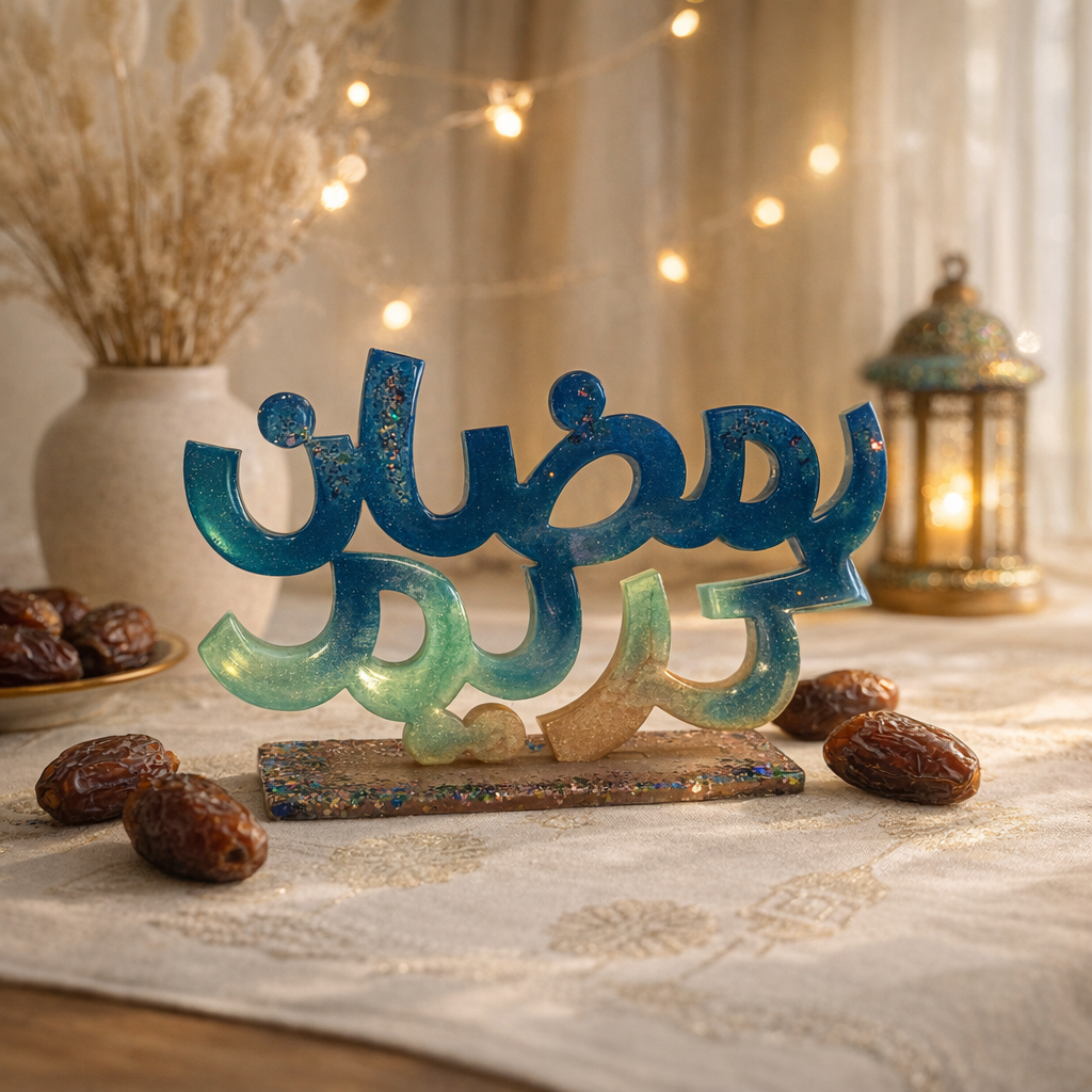 جملة "رمضان كريم" ريزين: A freestanding art piece that adds a modern "pop" to your table